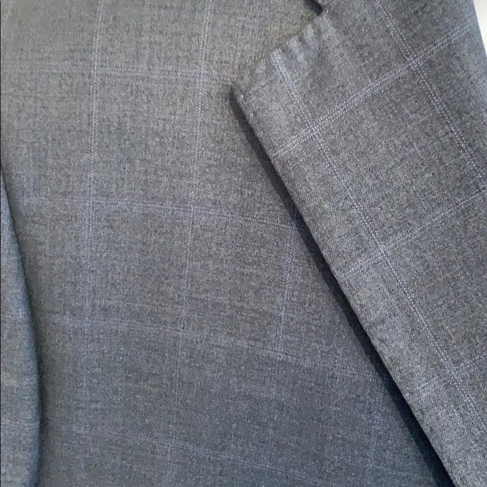 42R Zegna 3 button gray window pane suit Italian - Picture 2 of 8